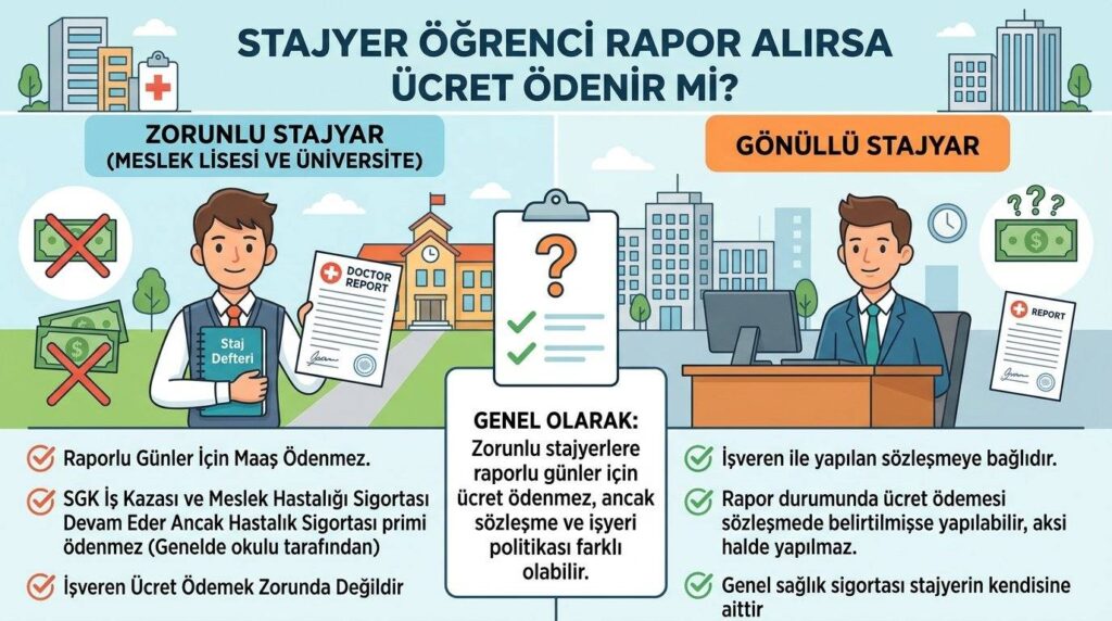 Stajyer Öğrenci Rapor Alırsa Ücret Ödenir mi